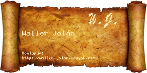 Waller Jolán névjegykártya